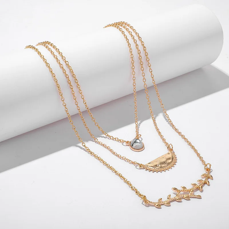 Многослойный лист оливковой ветви опал кулон ожерелье для женщин Бохо винтажное ожерелье модный воротник вечерние ювелирные изделия