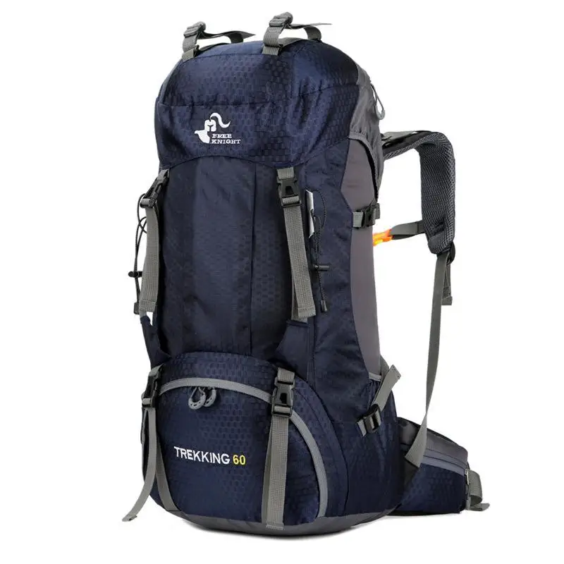 FREEKNIGHT 60L походные рюкзаки 5 цветов, уличная сумка, рюкзак, нейлоновая спортивная сумка для альпинизма, путешествий с дождевиком - Цвет: Синий цвет