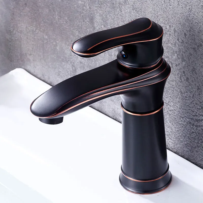 

black & chrome basin faucets cold and hot mixer single hole deck mounted basin faucet tap