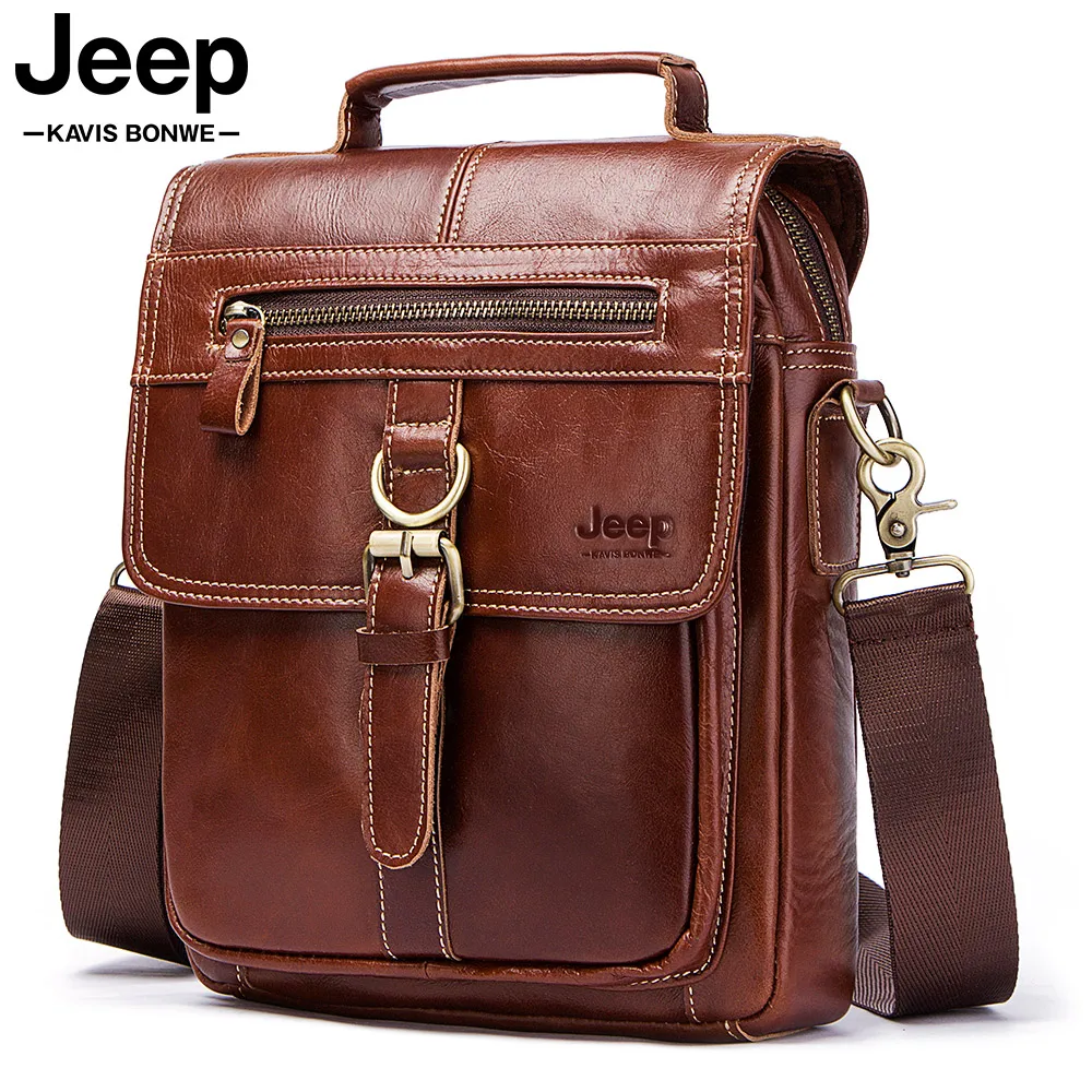 KAVIS 100% Genuine Leather Messenger Bags Men High Quality Handbag Bolsas Travel Brand Design Crossbody Shoulder Bag For Clutch
