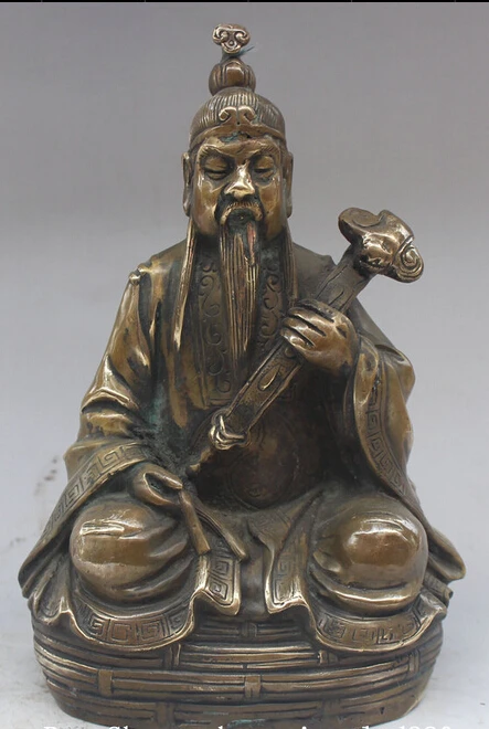 

JP S62 10" Chinese Taoism Copper Ru Yi immortal Tai Shang Lao Jun Taoist priest Statue B0403