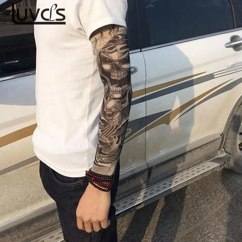 

1Pc Men Tattoo Arm Unisex UV Running Cycling Sports Elasticity Compression Arm Warmer Warmers Basketball Arm Sleeves Drop Ship