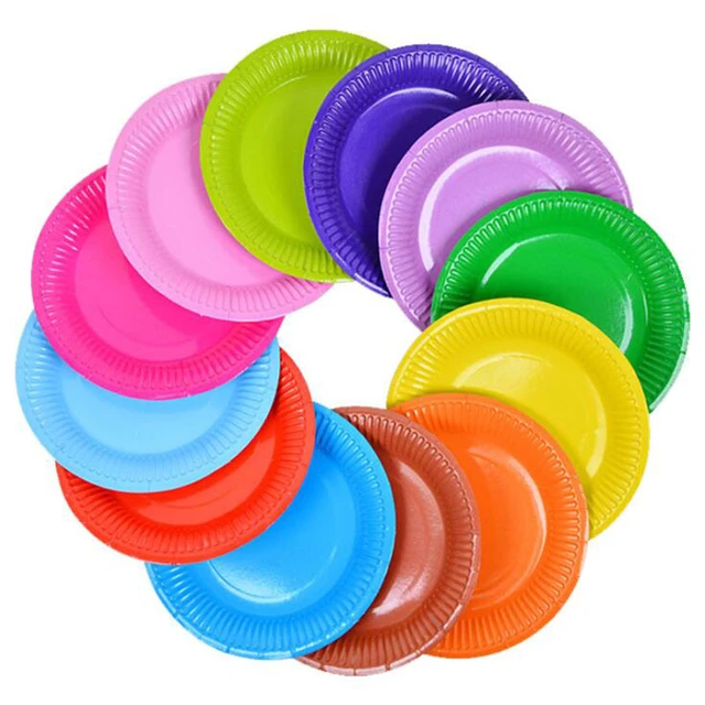 100pcs lot Disposable Party Tableware Paper Plates 7inch Solid