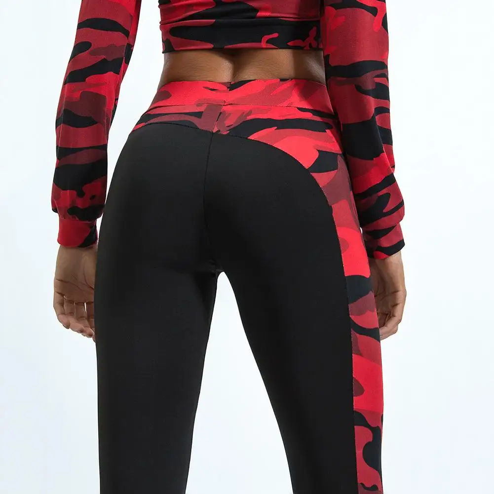 Woman Long Sleeves Yoga Set Sportswear Fitness Sport Training Tracksuit Camouflage Yoga Gym Running Leggings Workout Clothes