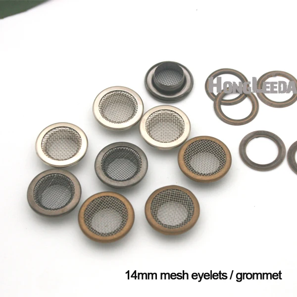 300sets/lot 14mm/8mm metal brass mesh eyelets w/washer metal grommet