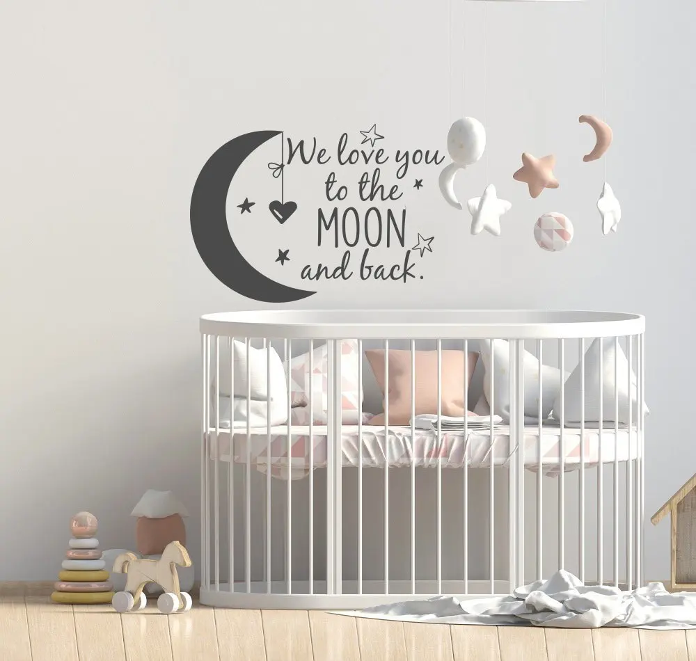 Настенная Наклейка с надписью We Love You To The Moon And Back|Наклейки на стену| |