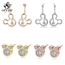 Женские Кристальные серьги-гвоздики с Микки Маусом, женские серьги с Микки Маусом, модные украшения для ушей, серьги-гвоздики oorbellen