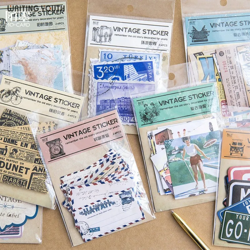 

Retro Big Paper Pack Bullet Journal Sticker Photo Scrapbooking Child Diary Stickers Supplies Stationary