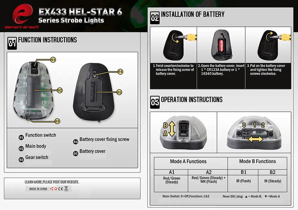 Элемент HEL-STAR 6 сигнальный зеленый красный ИК лампа Softair Wapens Arsoft Armas шлем Waffen фонарь для охоты Тактический стробоскоп светильник