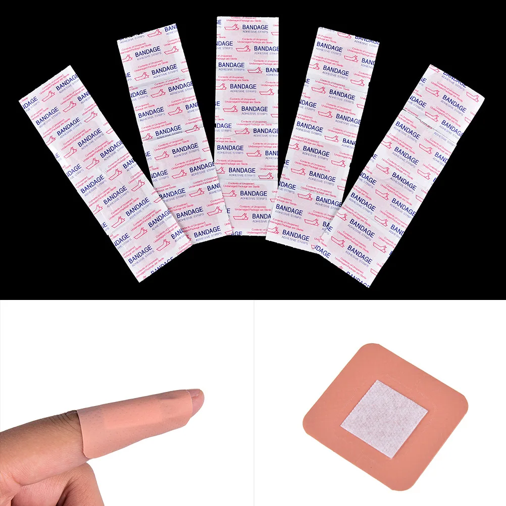 20Pcs Square Band Aid Disposable Sticking Plaster Bandage Waterproof Breathable Essential Hemostasis First Aid Family Pack