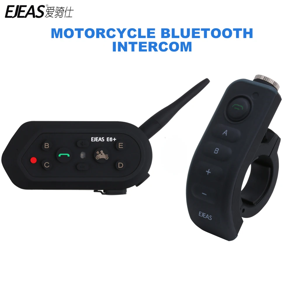 

EJEAS E6 Plus 1200M Motorcycle Intercom Communicator Bluetooth Helmet Interphone Headsets VOX with Remote Control for 6 Riders