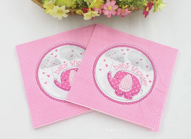 

20pcs/pack/lot Pink Elephant Baby Shower Printed Paper Napkin Napkin For Decoupage Festas Tissue Servilleta 33cm*33cm