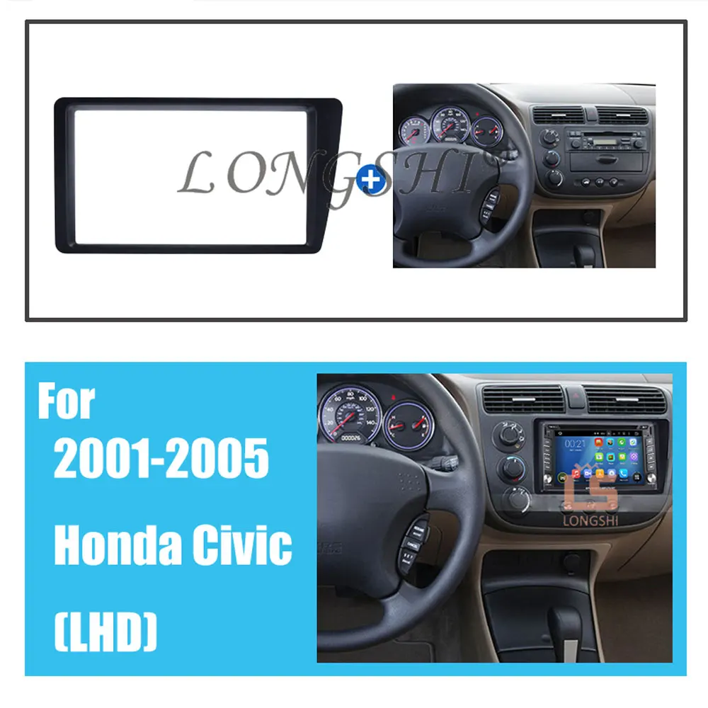 LONGSHI двойной Din автомобильный Радио фасции отделка комплект для 2001-2005 Honda Civic LHD Dash Mount DVD рамка Авто стереоадаптер 2din