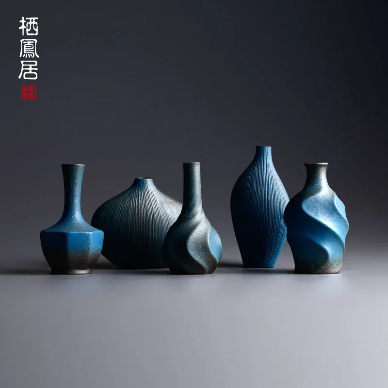 Грубая керамика ваза, ваза цветок китайский дзен Ретро керамика фарфоровая ваза маленькие украшения