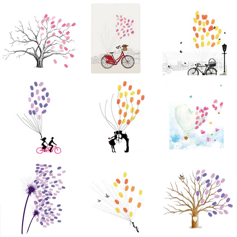 

1PC! NEW Fashion DIY Guest Sign In Book DIY Fingerprint Canvas Tree For Wedding Party Birthday Decoration (Tree)