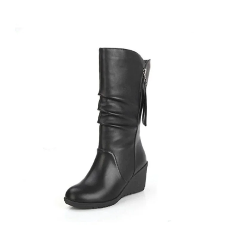 

2019 fashion new autumn and winter snow boots tide shoes Martin boots high heel boots wedges round head boots