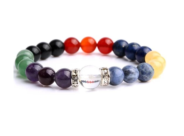 

Strand Long Gem stone Colorful Round Beads Chakra Bracelet Jewelry Supplies DIY Accessaries Friend Gift