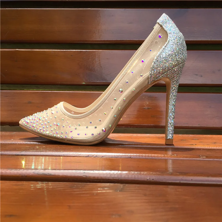 Craylorvans Women Pumps 2017 Transparent 12.5cm High Heels Sexy Pointed Toe Slip-on Clear Wedding Dress Shoes For Lady Size 43 (2)04