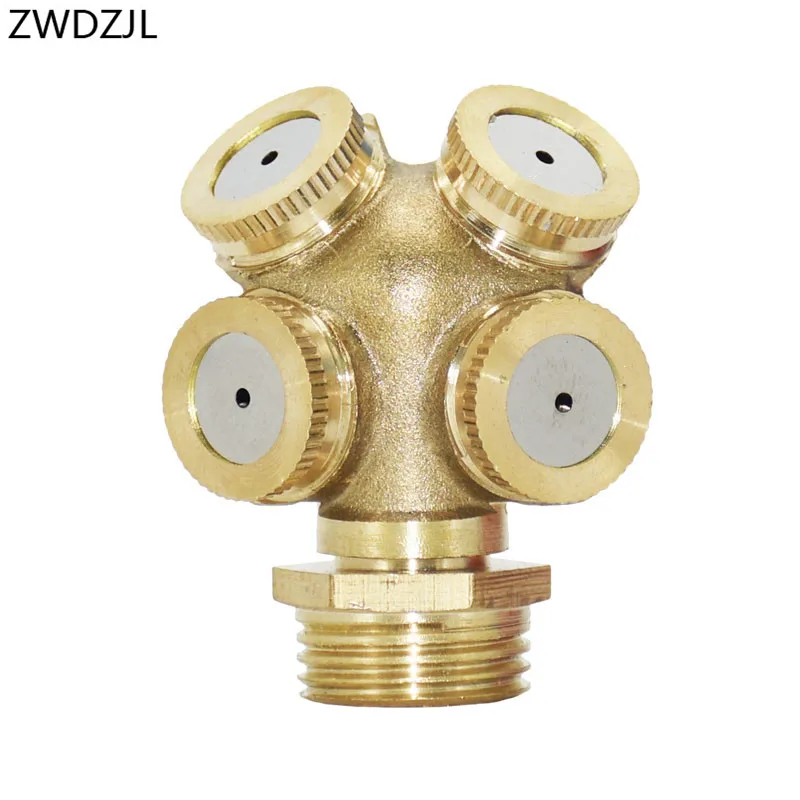 

4 Hole Adjustable Brass Spray Misting Nozzle Garden Sprinklers Irrigation Fitting Jardim Home Watering Garden Tools 1pcs