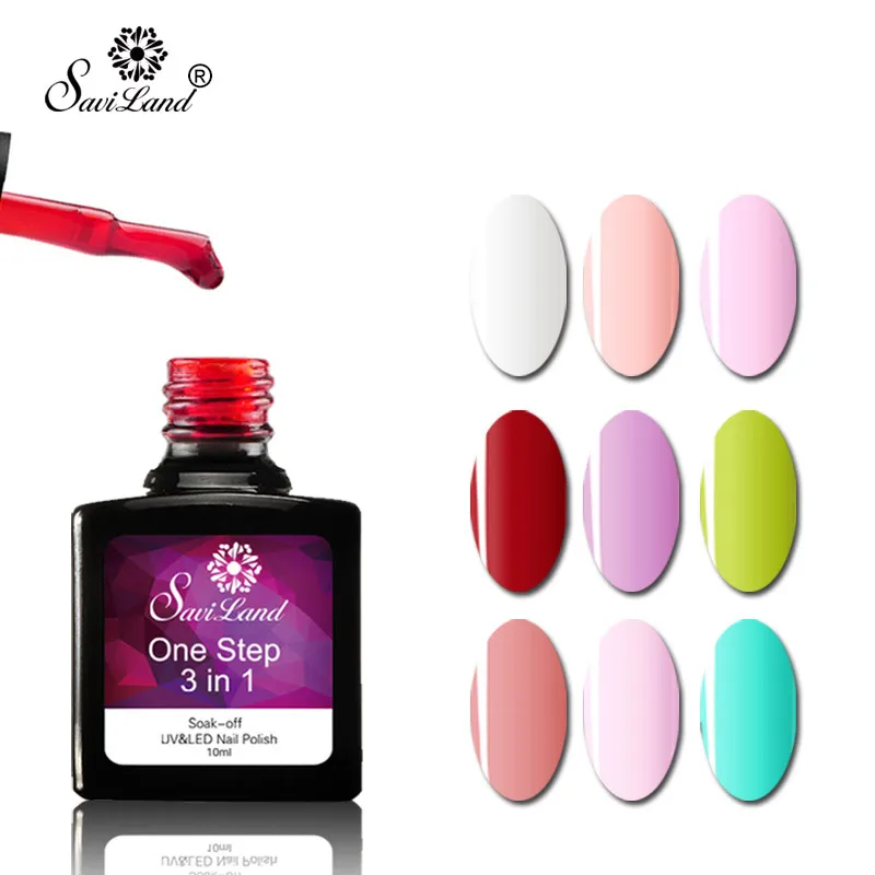 

Saviland 10ml 3 In 1 Step Long-lasting Nail Gel Varnish Colorful Glitter One Step Nail Gel Polish Soak Off UV Gel Lacquer