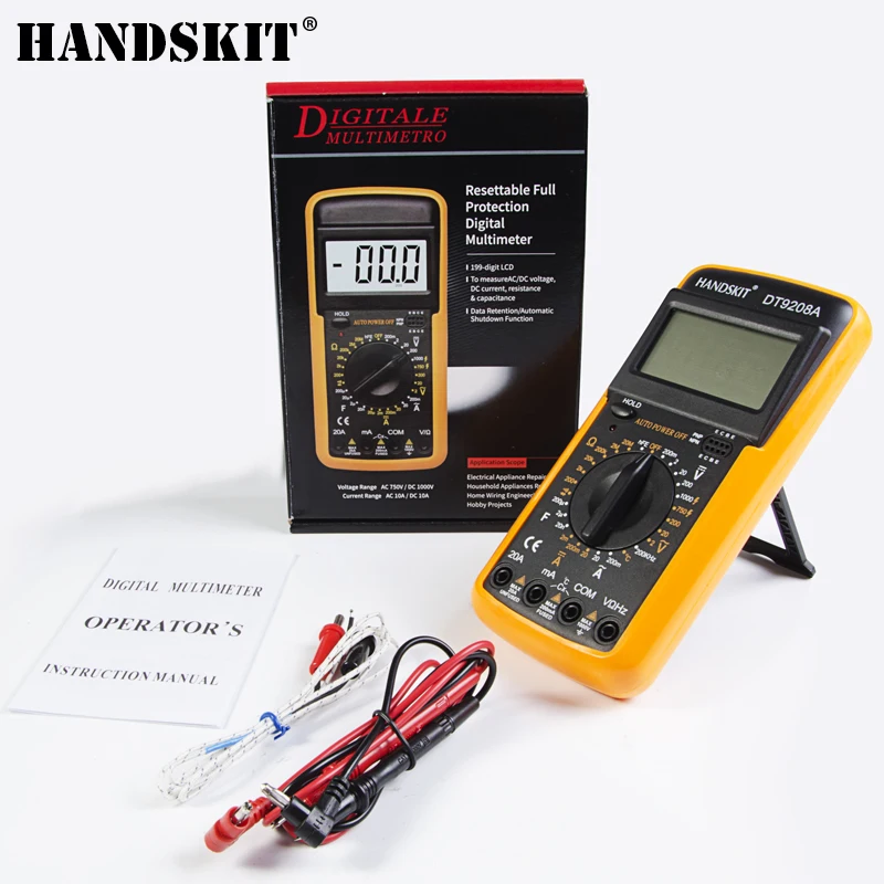

Handskit LCD Digital Multimeter AC/DC Voltage Current Capacitance Resistance Measurement Tool Temperature Tester