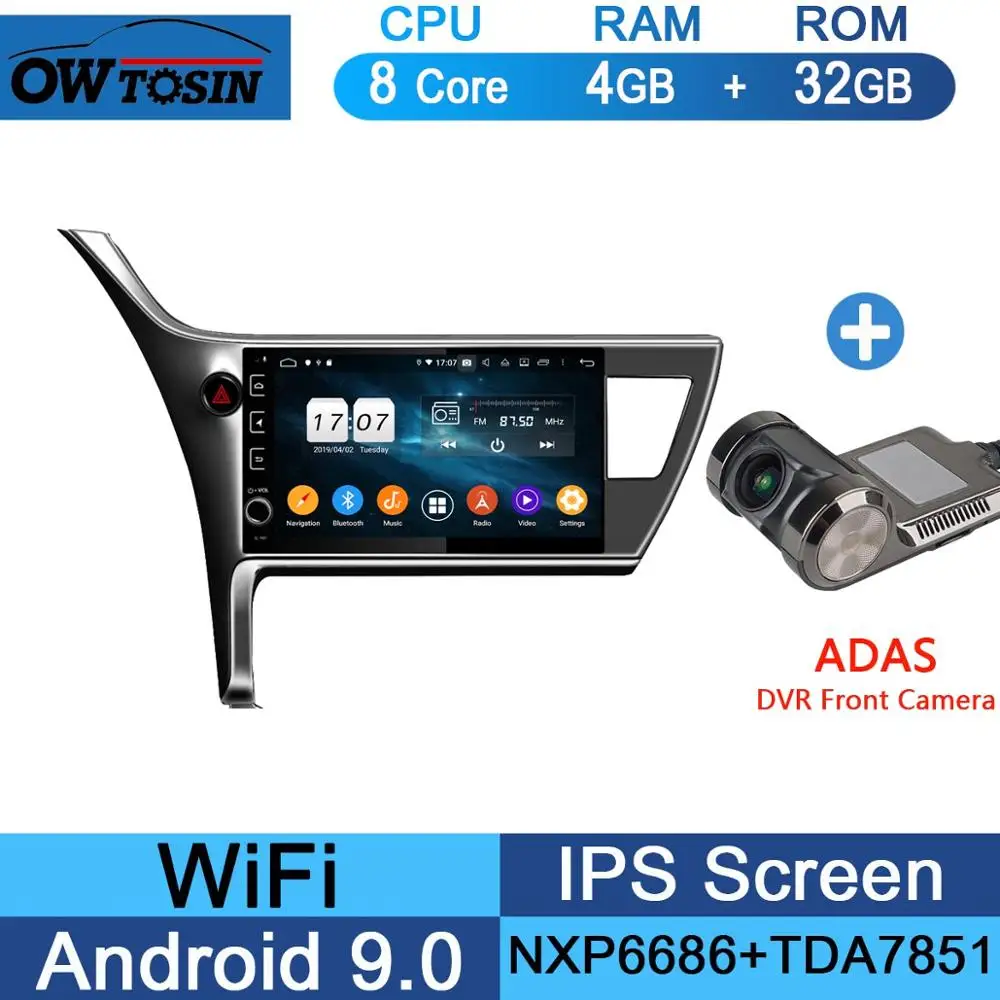 10," ips 8 Core 4G+ 64G Android 9,0 автомобильный DVD плеер gps мультимедийное радио для Защитные чехлы для сидений, сшитые специально для Toyota Corolla LHD CarPlay попугай - Цвет: 32G Adas Camera