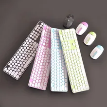 Супер тонкая 2,4G Беспроводная оптическая Клавиатура Мышь Набор Универсальный круглый ключ стиль PC компьютер адаптер для клавиатуры набор