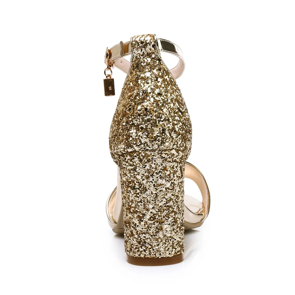 Pritivimin fn151 летние сандалии laidies из микрофибры с острым носком и Т-образным ремешком босоножки на толстом каблуке Золото Серебро модная обувь
