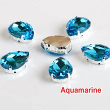 TearDrop Abendkleid Dekorationen Aquamarin Annähen Kristalle Rhinestone10x14mm 13x18mm 18x25mm 20x30mm Annähen Klaue Strass