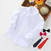 En oferta Ropa escolar para niños pequeños, uniforme escolar, camisetas blancas de manga larga con cuello vuelto qzK61yQM7
