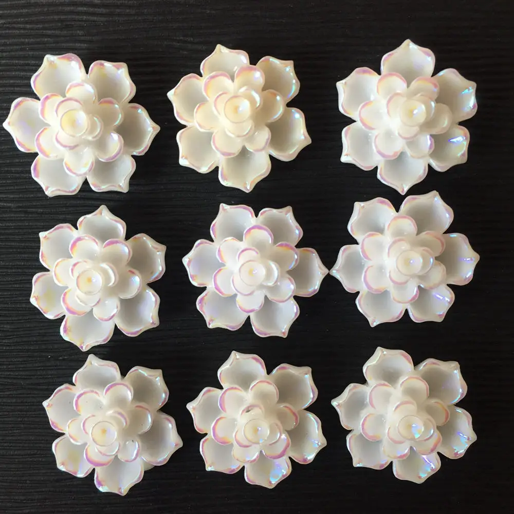 

20pcs18mm beautiful white flower shaped resin jewelry accessories DIY crafts rhinestone scrapbook wedding party accessories A140