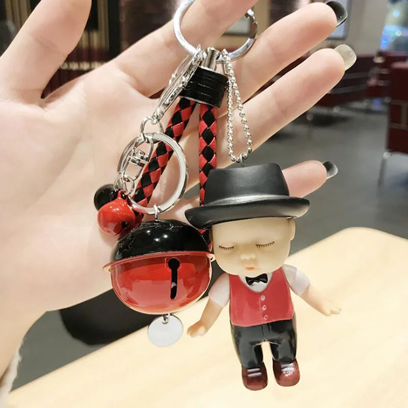 

20pcs/lot Baby Shower Gift Lovely Sleeping Baby with Bell Keychains Creative Present Guest Giveaways For Wedding Souvenir