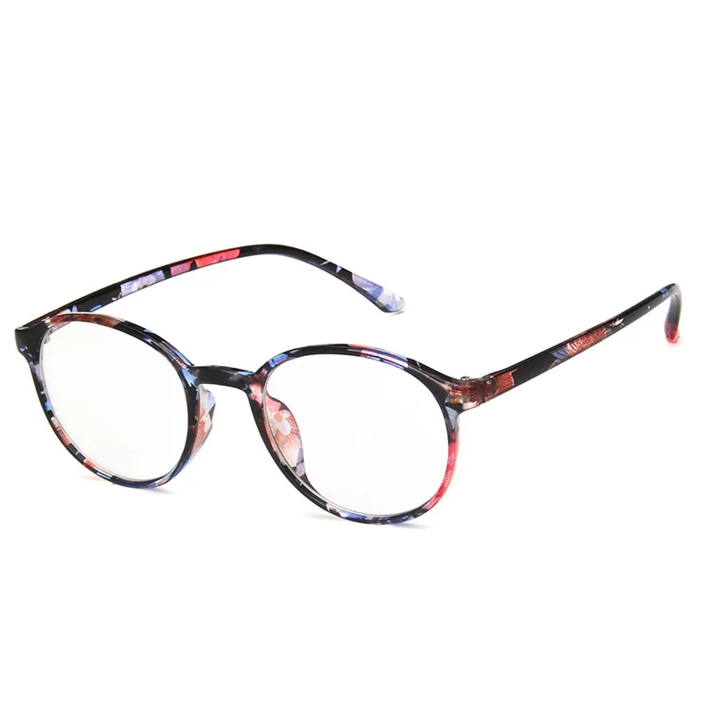 Винтаж Овальный ясно оправ для Для женщин Clear Frame круглые очки женские Пластик прозрачный оптические очки кадр - Цвет оправы: blue floral