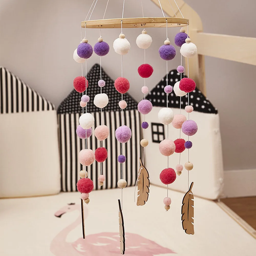 

New Bed bell Baby Rattles Mobile Wooden Beads Wind Chimes Bell Toy For Kid RoomHanging Decor Tent Decor Photography Props Gifts