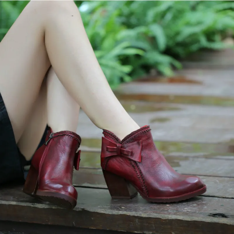 red wine ankle boots