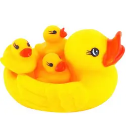 Желтая резиновая утка плавающая вода детские игрушки для игры в воде Сжимаемый писклявый звук бассейн Ducky детская Ванна игрушка для детей 4