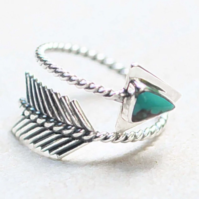 

Classical Silver Color Stone Feather Arrow Ring For Women Adjustable Engagement Wedding Rings Gift Jewelry