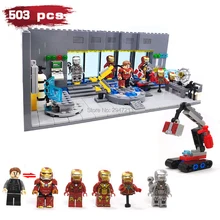 Hot compatível LegoINGlys Mech Blocos de Construção Vingadores Homem de ferro Marvel Super hero figura brinquedos tijolo base de laboratório Subterrâneo