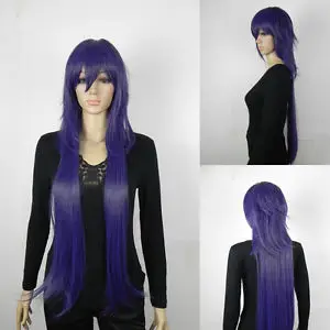 Long Straight Dark Purple Fancy-Dress Party Fibre Hair Cosplay Synthetic Wig Heat resistant ladies peruvian Wigs |