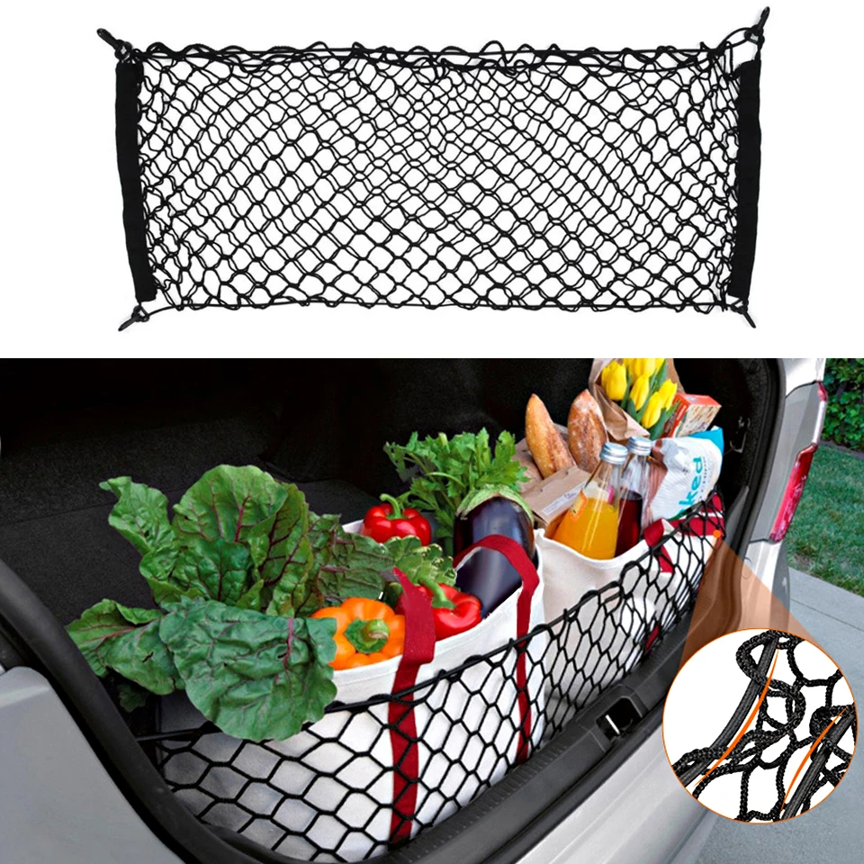 

Car trunk storage net bag car black nylon elastic net 90cm-35cm car trunk net