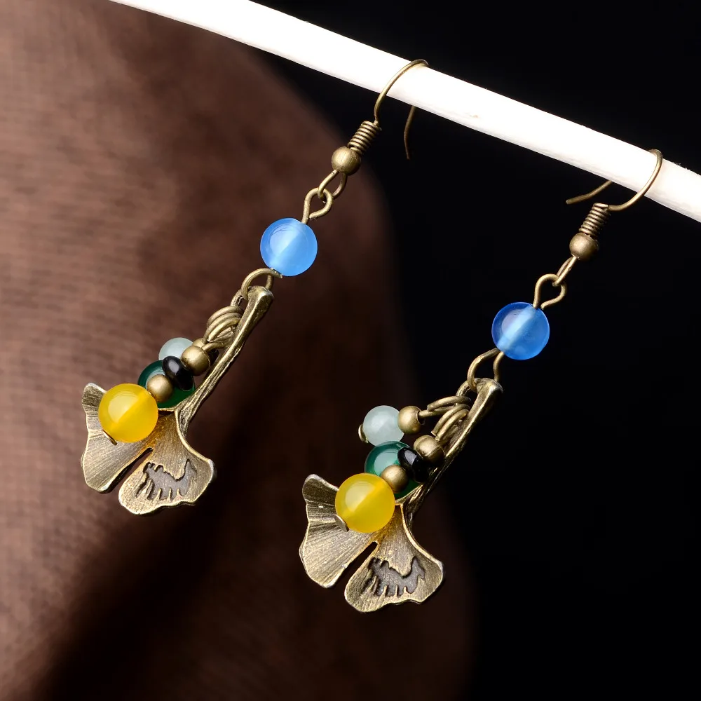 Винтажные серьги Ginkgo в виде листьев новые оригинальные Женские Висячие