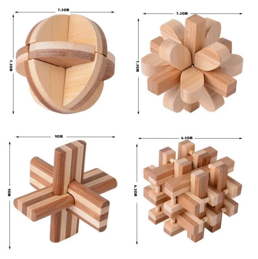 10 шт./партия 3D ручной работы Винтаж Ming замок любан замок образовательные бамбуковые деревянные игрушки взрослые головоломки детей подарок на день рождения