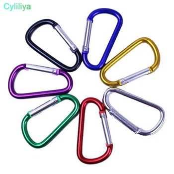 

600pcs Thickened diameter 46mm*23mm Aluminum Alloy D Styles Climbing Button With Lock Carabiner Keychain Camping Hanging Hook
