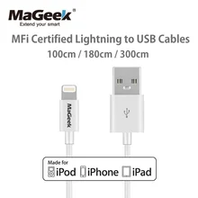 MaGeek 1 м 1,8 м 3 м кабели для мобильных телефонов Сертифицированный MFi кабель Lightning-USB для iPhone Xs Max X 8 7 6 5 iPad Air iOS 12 11