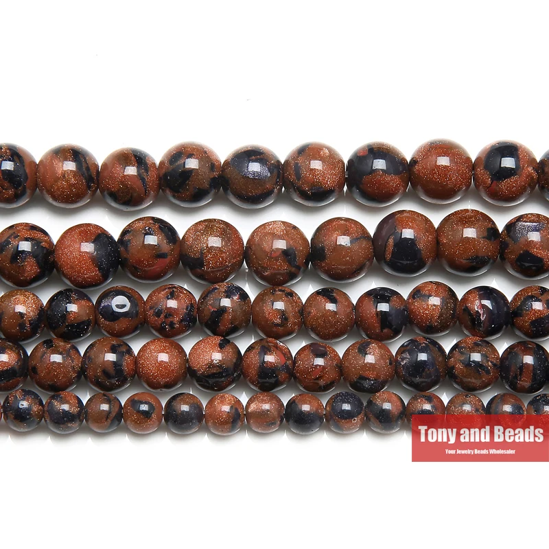 

9th Aug Free Shipping Natural Blue Gold Sandstone Round Loose Beads 15" Strand 4 6 8 10 12MM Pick Size For Jewelry Making