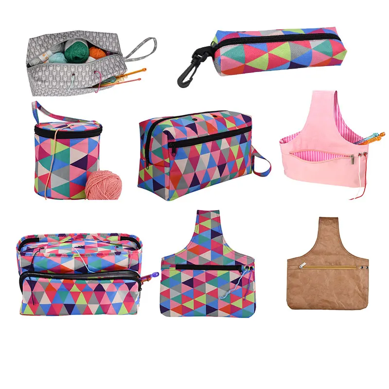 

Multifunctional Durable Canvas Storage Bag Large Compartment Knitting Needles Yarns Crochet Hooks Knitting Wool Crochet Bag