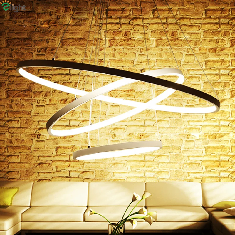 Современные DIY Алюминиевые кольца Led подвесные люстры свет блеск акриловые