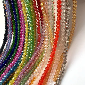 

Pick Size 2/3/4/6/8mm Czech Loose Rondelle Crystal Beads For Jewelry Making Diy Needlework AB Color Spacer Faceted Glass Beads