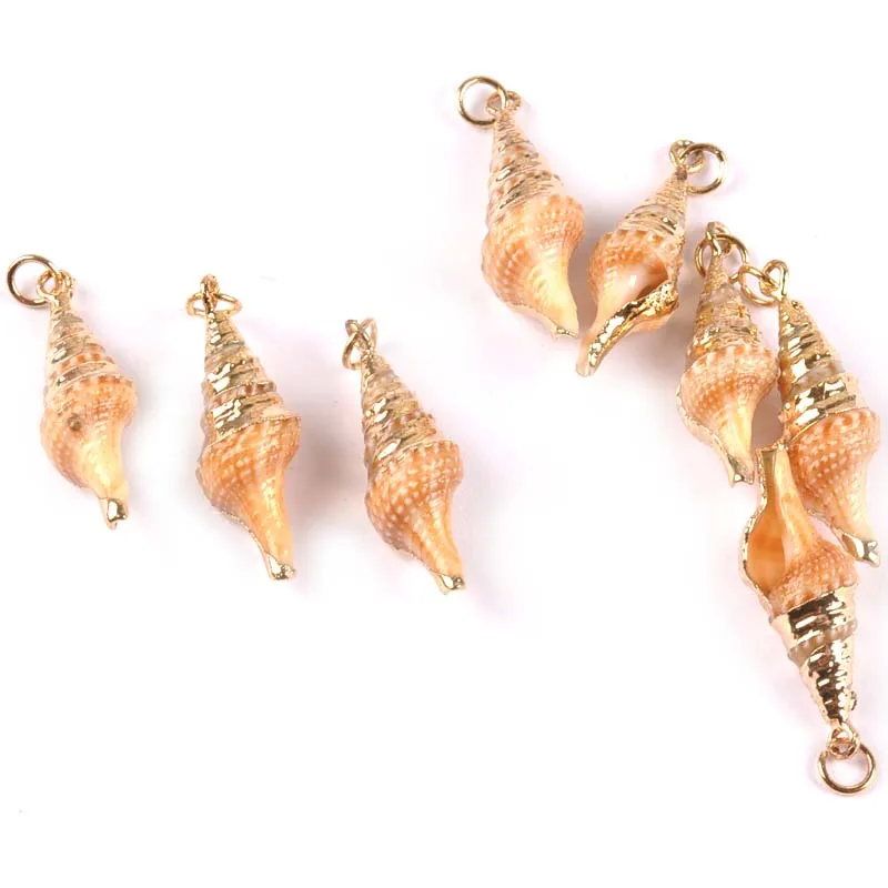 

5pcs Natural Beige Shells For DIY Handmade Pendant Spiral Gold Plated Seashells DIY Home Decor Handmade Ornaments 7x30mm TR0265