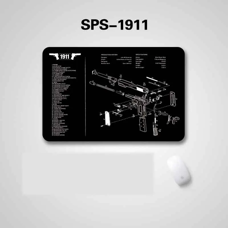 Водонепроницаемый 1" x 11" резиновый коврик для чистки пистолета нескользящий W/схема части и инструкции для Glock Sig Sauer P226 P22